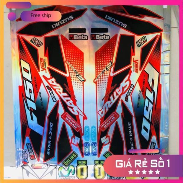 Tem rời satria dán xe đỏ Crom titan bảy màu bảo hành màu sắc vĩnh viễn