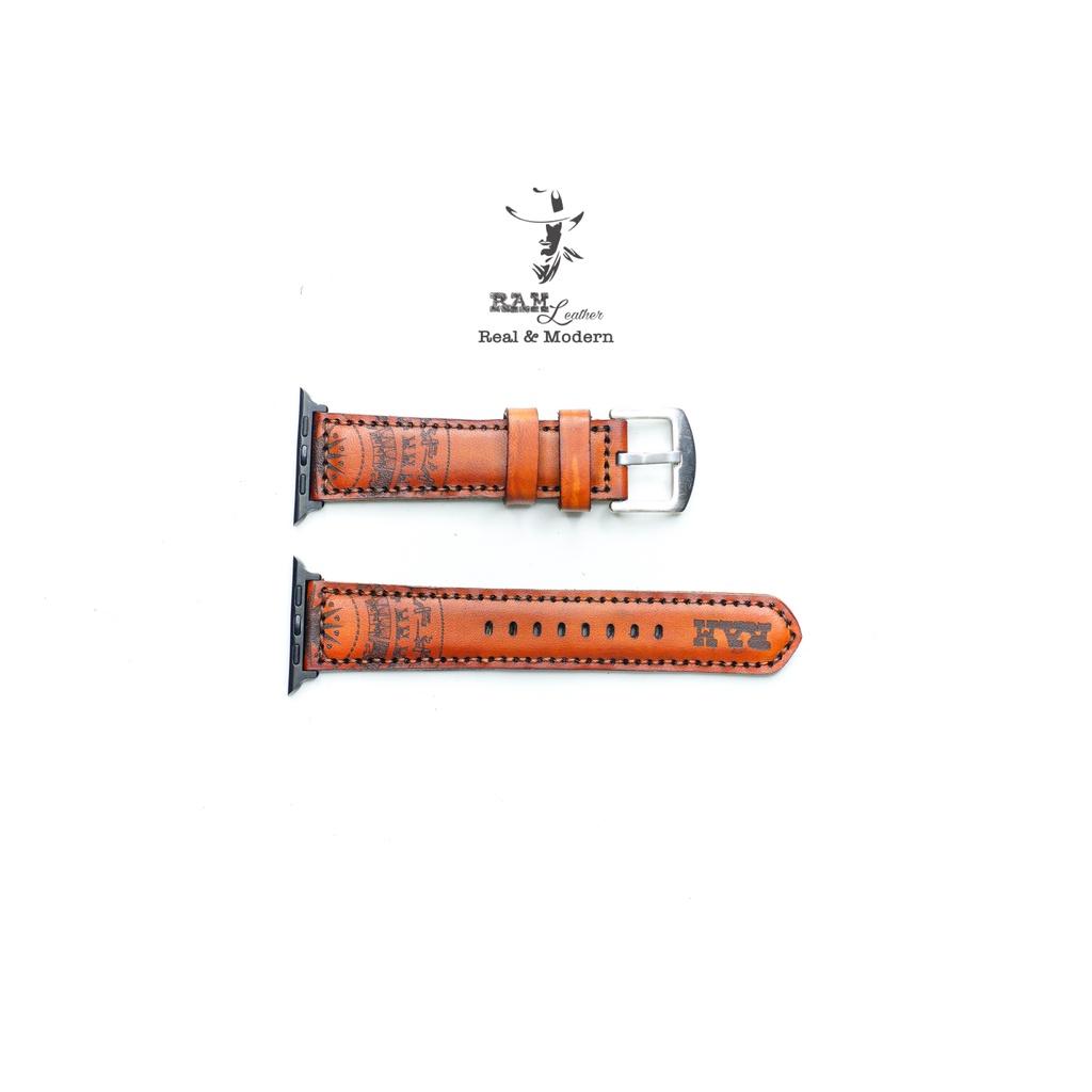 Dây đồng hồ trống đồng da bò thảo mộc vegtan cao cấp nâu sáng handmade bền chắc - chính hãng RAM Leather