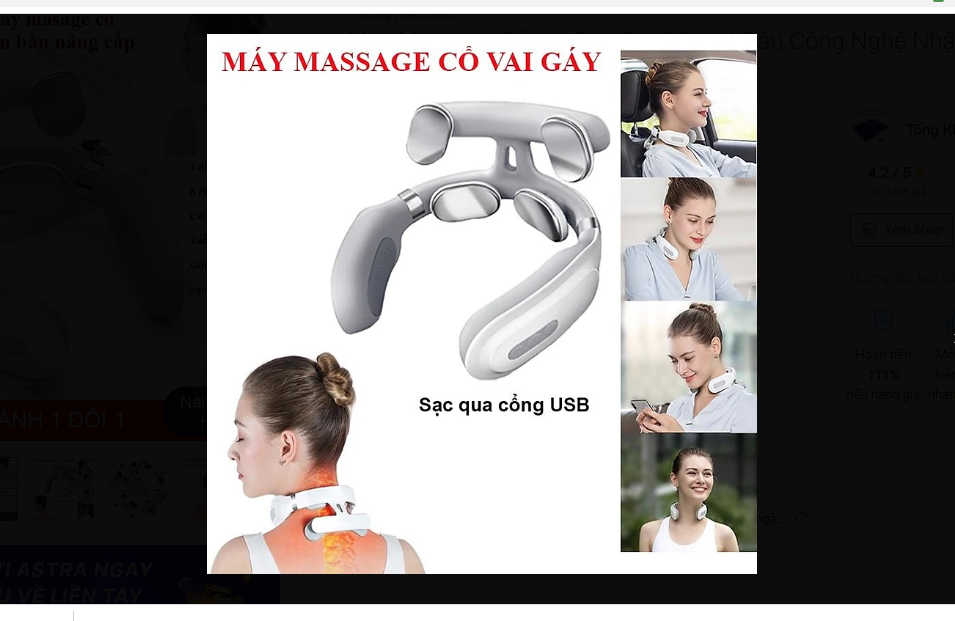 Máy Massage Cổ Vai Gáy Cột Sống 4 Đầu Công Nghệ Nhật Bản