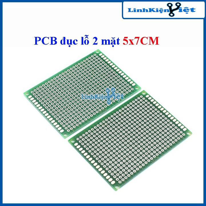 PCB Đục Lỗ 2 Mặt LOẠI 5X7CM( PHÍP THỦY TINH FR1.4)