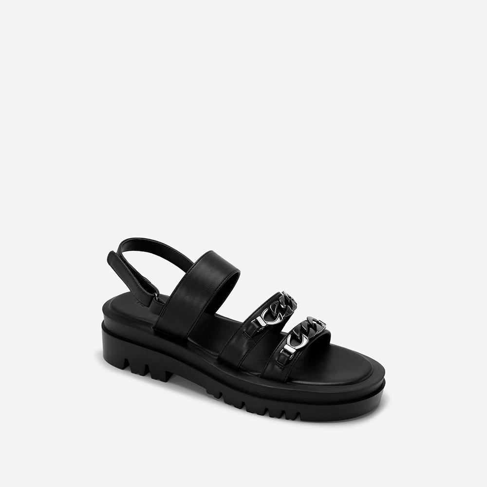 Vasscara Giày Sandal Đế Chunky Quai Ngang Nhấn Khóa Trang Trí - SDK 0330