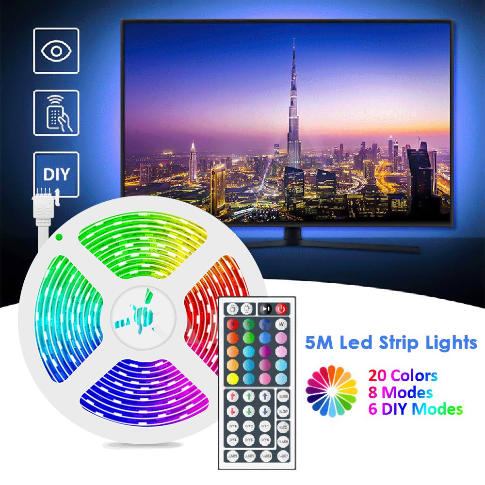 Cuộn đèn LED 16,4ft với 150 đèn led với 44 phím điều khiển 20 màu 6 chế độ tự làm 8 chế độ cài sẵn 5050 màu