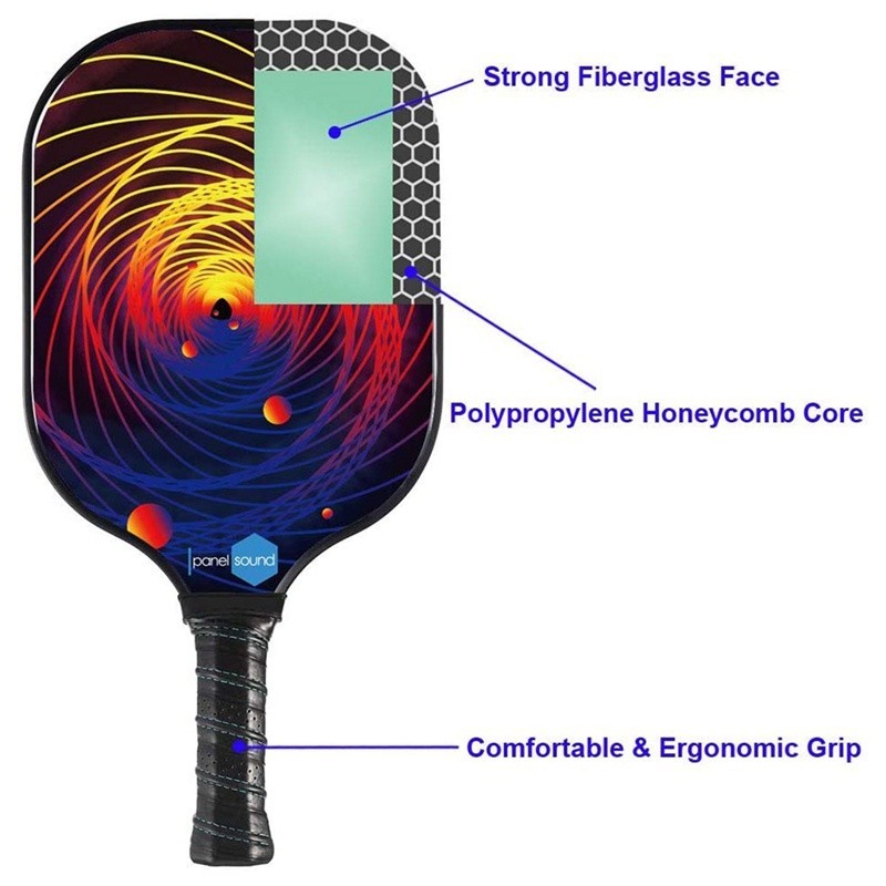 Bộ 2 Vợt Chơi Bóng Pickleball Siêu Nhẹ Và Nhanh Chóng Kèm Túi Đựng 4 Quả Bóng {gồm 4 bóng 1 túi ( 2 vợt)} Xoáy Đỏ
