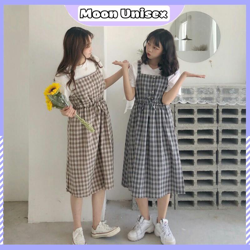 Váy yếm kẻ caro 2 dây có dây buộc eo / Váy yếm caro babydoll bánh bèo tiểu thư siêu xinh