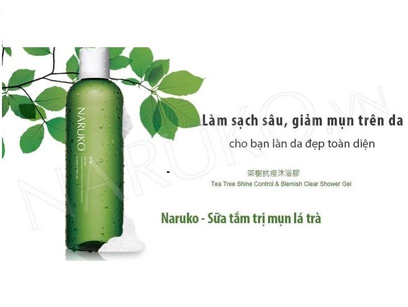 Naruko Trà Tràm - Sữa Tắm Tea Tree Shine Control And Blemish Clear Shower Gel (250ml) + Tặng kèm 1 mặt nạ sủi bọt thải độc da S:um 37 Đen