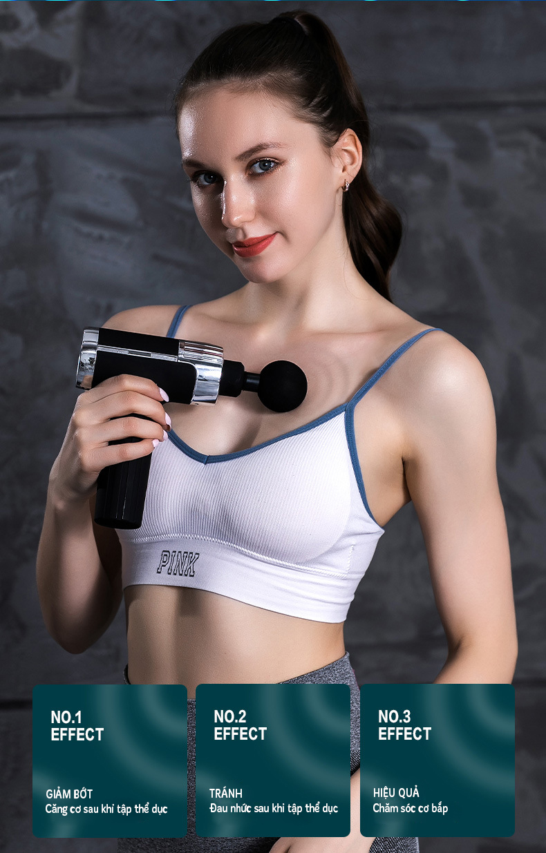 Máy Massage Cầm Tay 4 đầu, 30 cường độ rung FASCIAL GUN PS-008 - Giảm đau mỏi cơ bắp hiệu quả