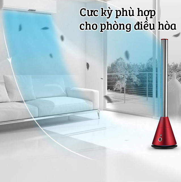 Quạt không cánh siêu mát an toàn KJCR-010B dạng quạt tháp có điều khiển từ xa