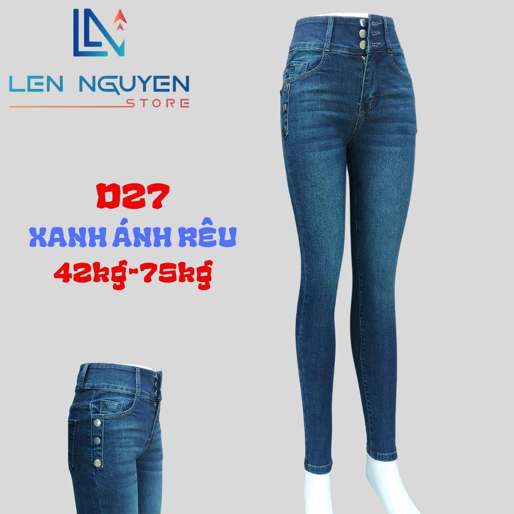 D27_ Quần jean nữ, áo khoác, lưng cao, quần bò nữ dáng ôm, quần rin nữ có big size, cho 42kg đến 75kg,LEN NGUYEN STORE - Xanh Ánh Rêu