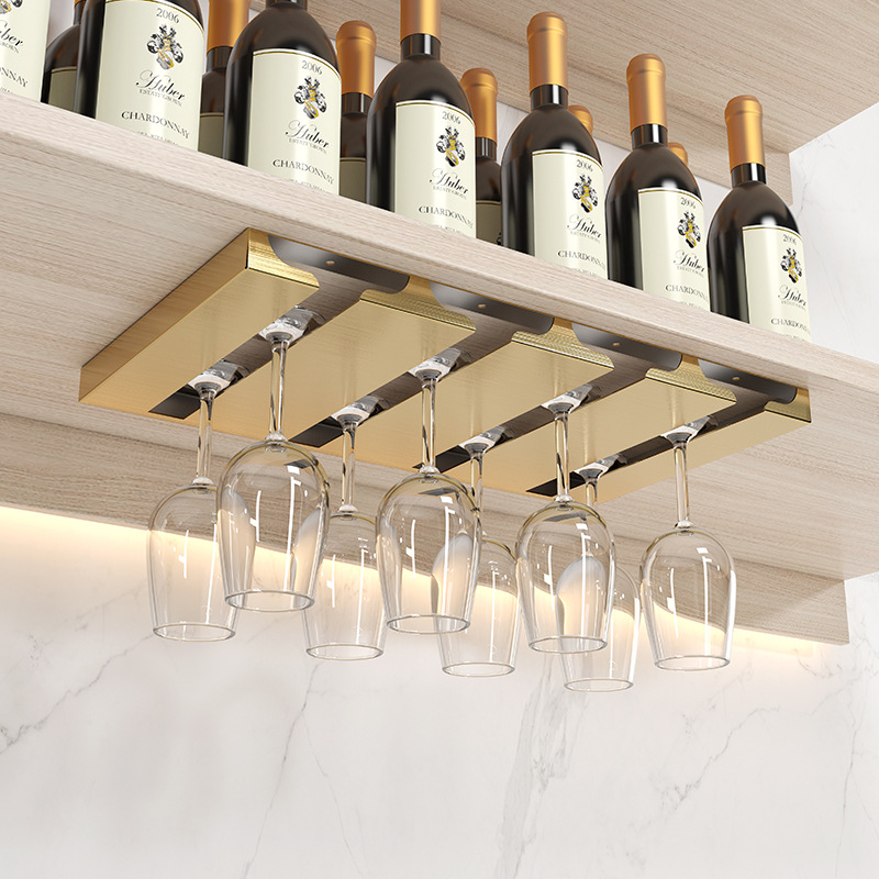 Giá Treo Ly Rượu Quầy Bar 4-8 Ly Mạ Vàng Kim Loại Cao Cấp - Hàng Nhập Khẩu