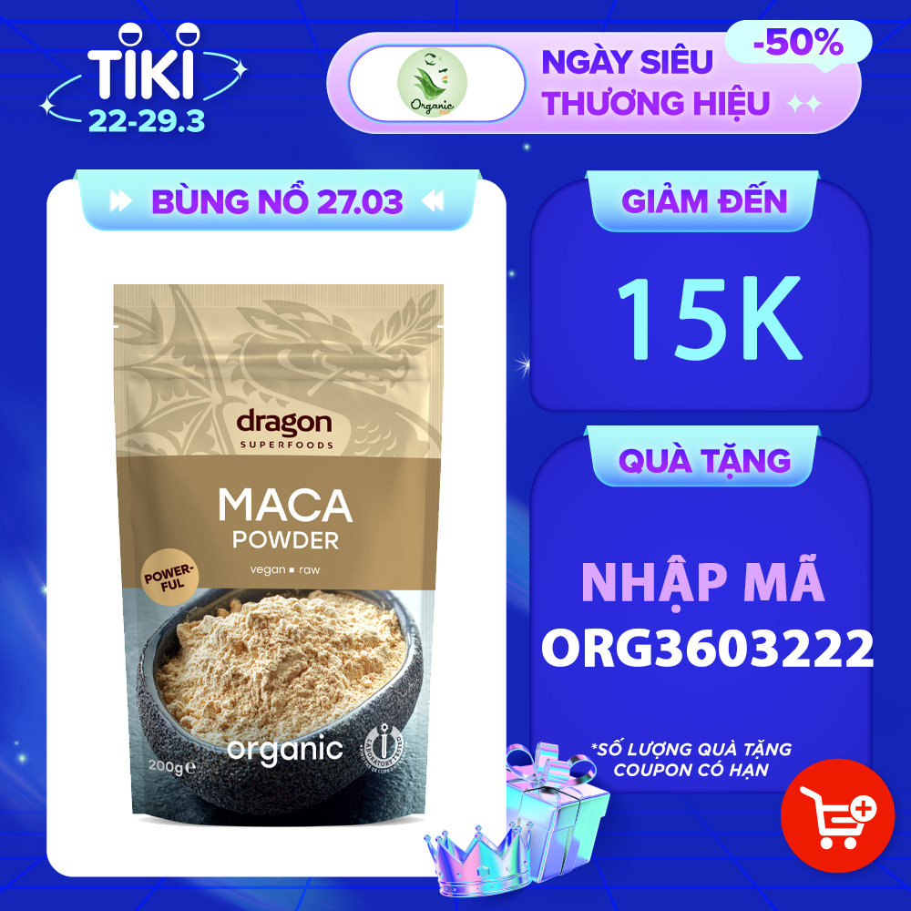 Bột Maca hữu cơ Dragon superfoods 200gr Maca Powder Dragon superfoods 200gr