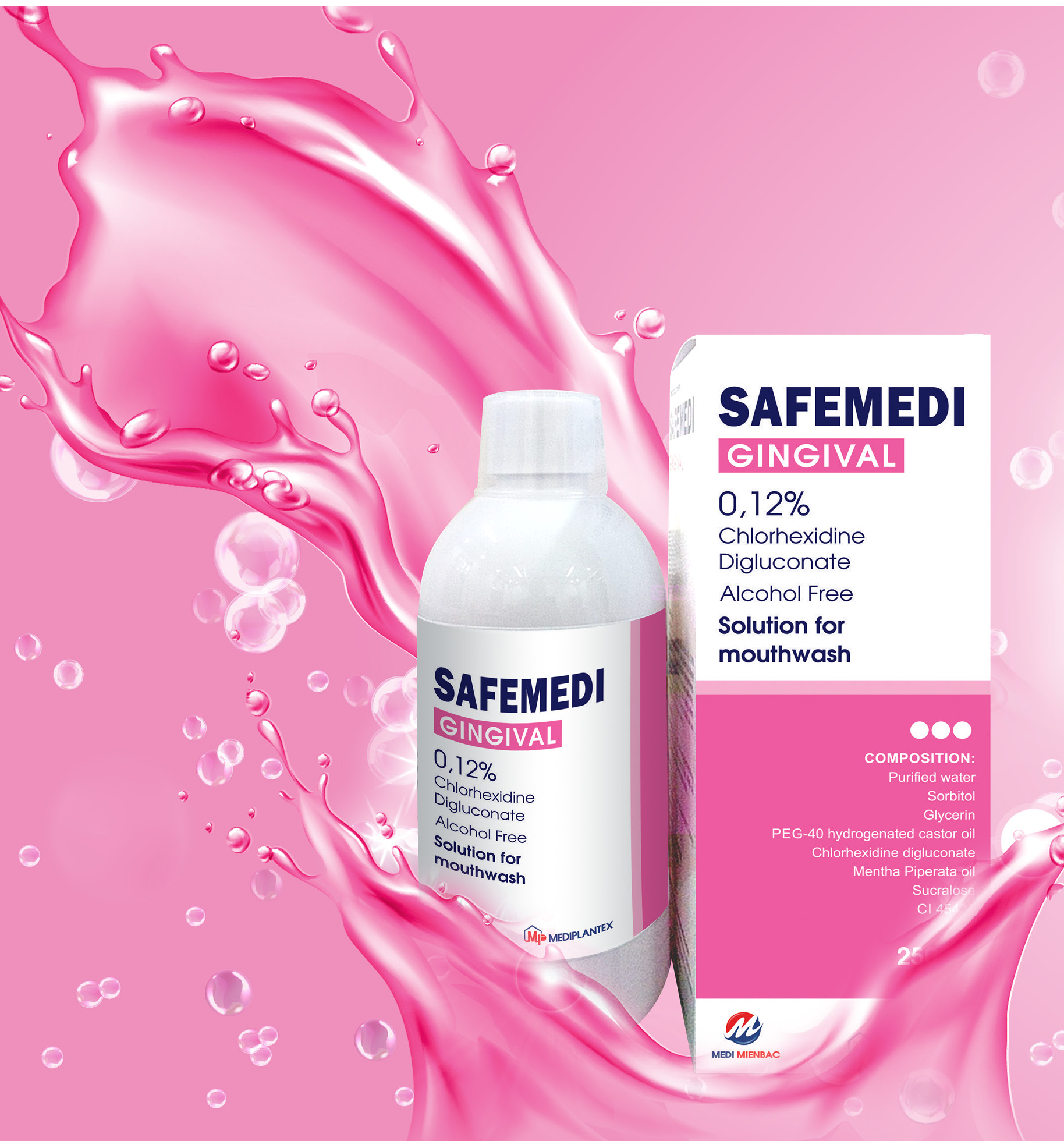 Nước súc miệng Safemedi Gingival 250ml (Mediplantex) -.Giúp ngăn ngừa mảng bám vi khuẩn quá mức, hôi miệng, sâu răng, ngăn ngừa Covid