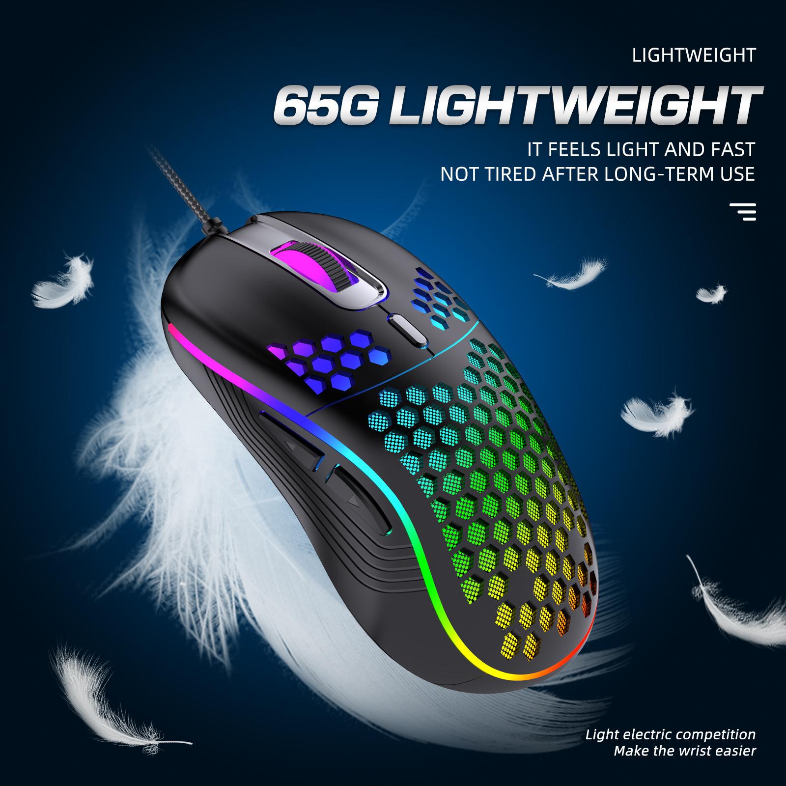 D110 Chuột Chơi Game Có Dây, Đèn Nền RGB, nhẹ 7200 DPI Tổ Ong Quang Cho PC MAC PS5 Xbox Game Thủ