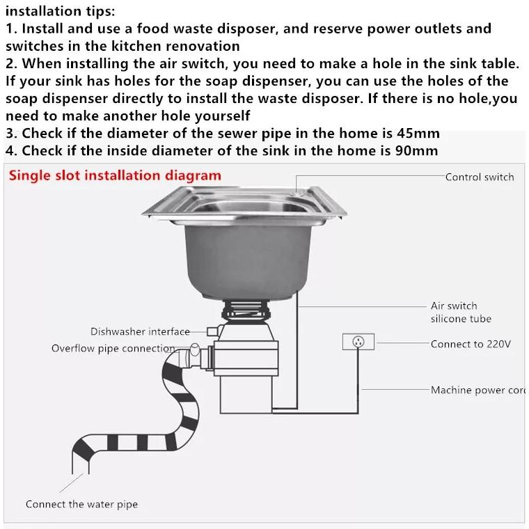 Máy nghiền thức ăn thừa thải cống rãnh Food Waste Disposer German (Đen)