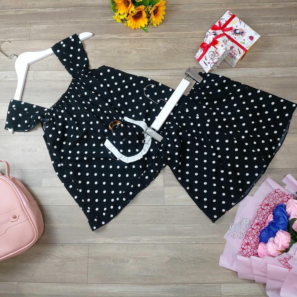 MẪU HOT Đồ bộ đùi 2 dây chấm bi có túi , đồ bộ nữ mặc nhà xinh xắn , dễ thương chipchip90 M0097