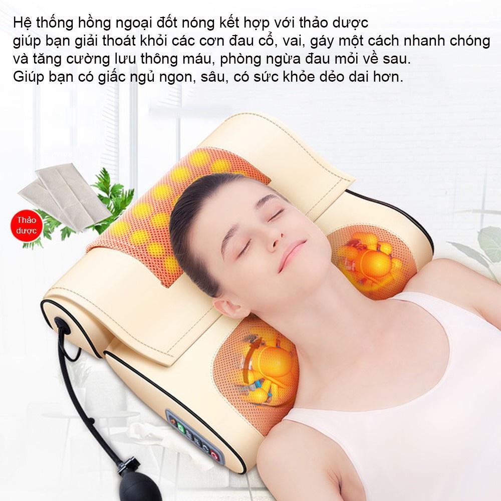 Gối Massage Hồng Ngoại Kép RULAX, Gối Mát Xa Trị Liệu Kết Hợp Thảo Dược, Da Pu Cao Cấp RL-04