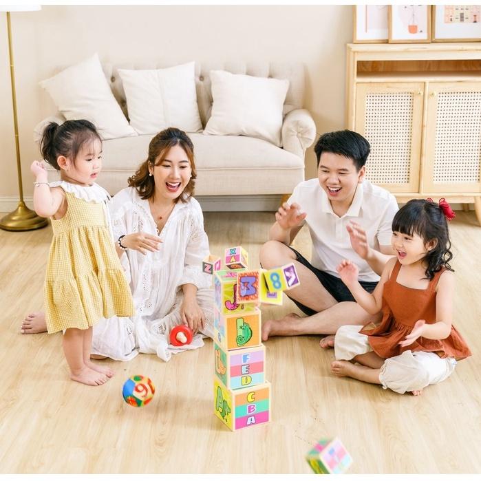 Hộp đồ chơi xếp chồng thông minh Lalala baby, giúp bé học chữ và số, giáo dục sớm cho bé, bé vừa học vừa chơi