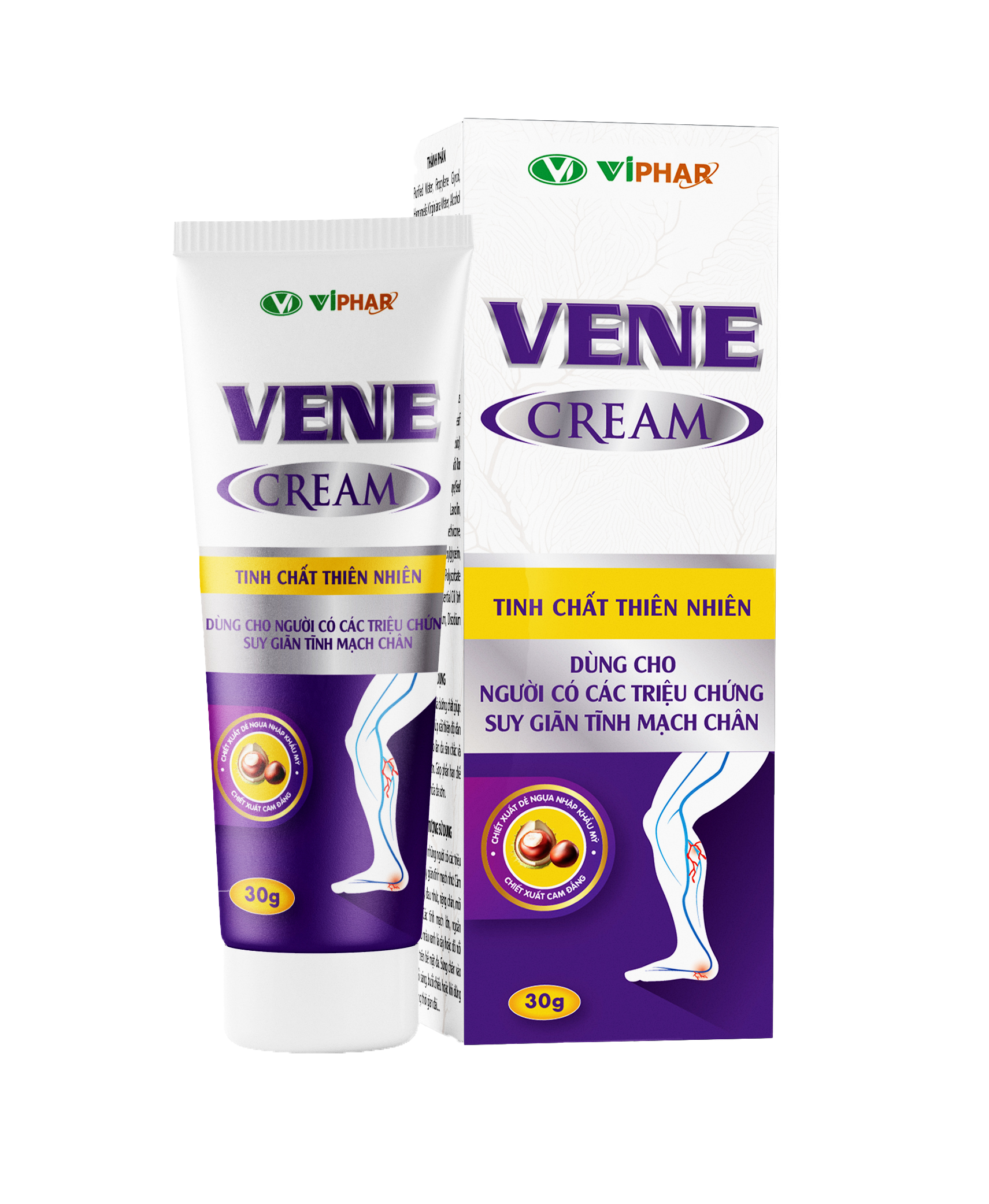 Kem Tĩnh Mạch, Giảm Đau Nhức, Mờ Gân Xanh Đỏ Do Suy Giãn Tĩnh Mạch Chân, VENE CREAM Tube 30g