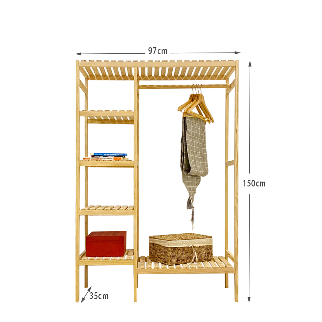 Tủ Treo Quần Áo Đôi Vuadecor Kệ Treo Quần Áo Gỗ Thông Mỹ - Double Hanger Natural