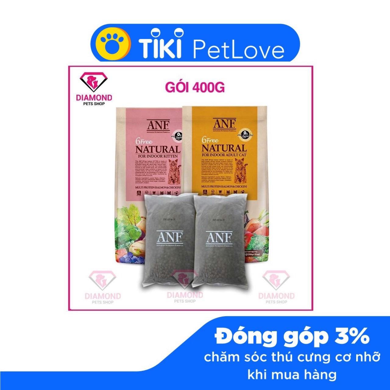 (400g) ANF - Thức ăn hạt hữu cơ cao cấp CHO MÈO NHỎ/TRƯỞNG THÀNH nhập khập Hàn Quốc