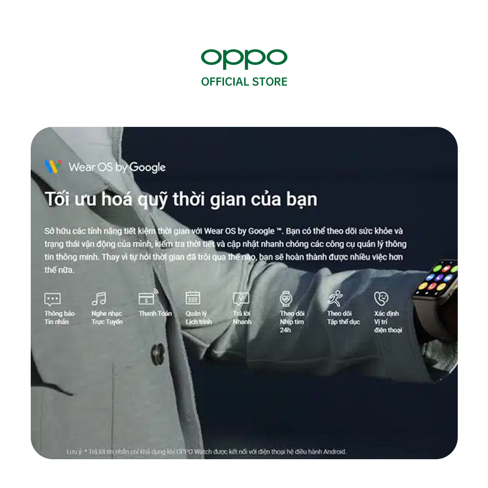 Đồng hồ OPPO Watch 46mm | Màn Hình Cong Tràn | Thời Lượng Pin Đến 21 Ngày | Sạc Nhanh VOOC | Đo Nhịp Tim, Theo Dõi Sức Khỏe - Hàng Chính Hãng