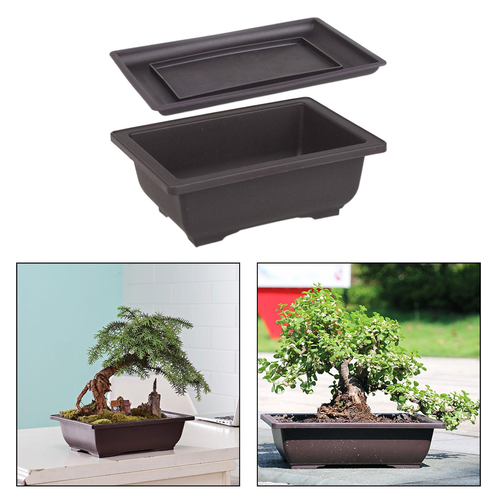 Training Pots with Tray Flowerpots Potted Sturdy Plants Growing Pot Bonsai Training Pots Multifunction Large for Office Table Indoor Balcony