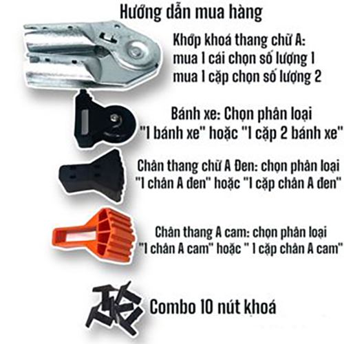 Bộ nhựa đen trong lòng thang INOX , phụ kiện thang rút JIROSHI