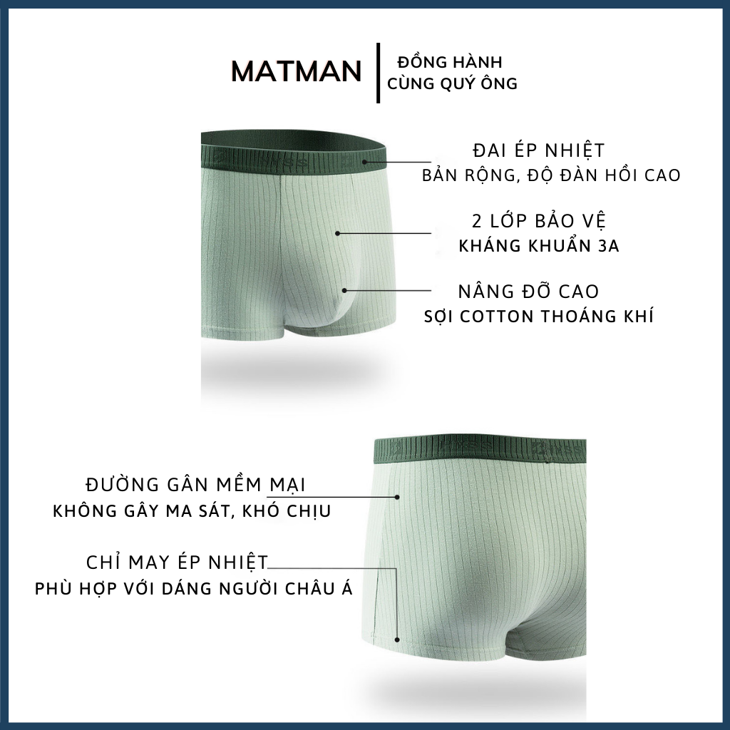 Set 4 quần lót đùi nam quần boxer sịp xì thoáng khí