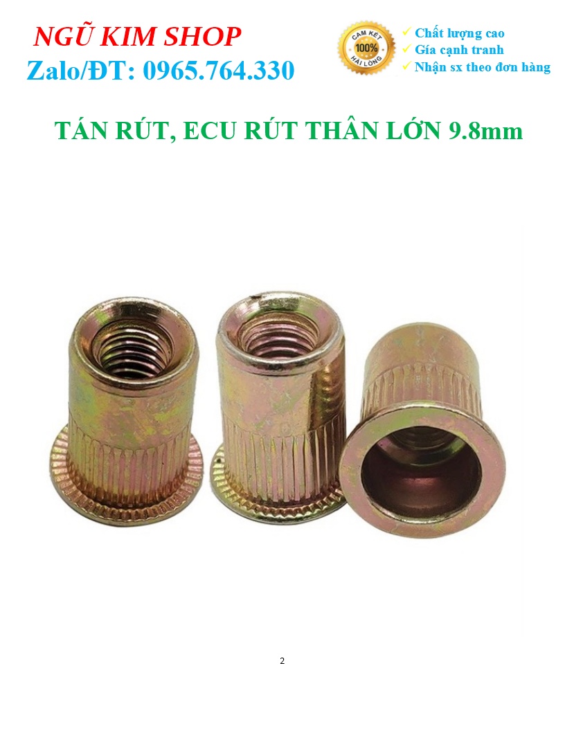 TÁN RÚT _ ECU RÚT M6 THÂN LỚN 9,8mm