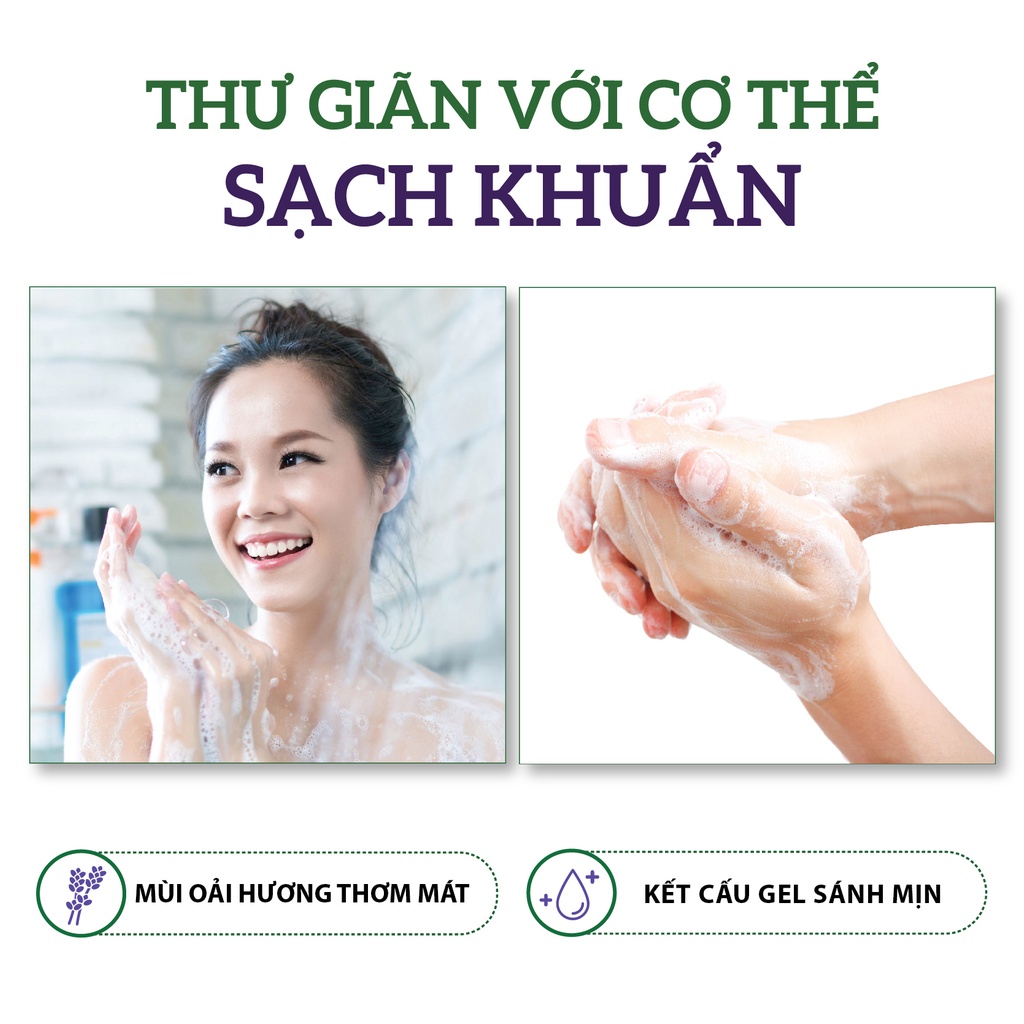 Sữa Tắm Kháng Khuẩn Oải Hương - Kháng Khuẩn An Toàn, Làm Sạch Dịu Nhẹ Milaganics (500ml/ Chai)