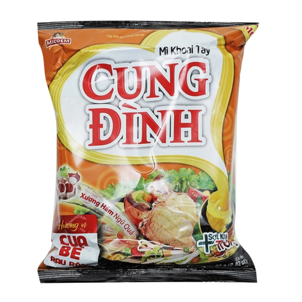 Thùng 30 Gói Mì Khoai Tây Cung Đình Hương Vị Cua Bể Rau Răm