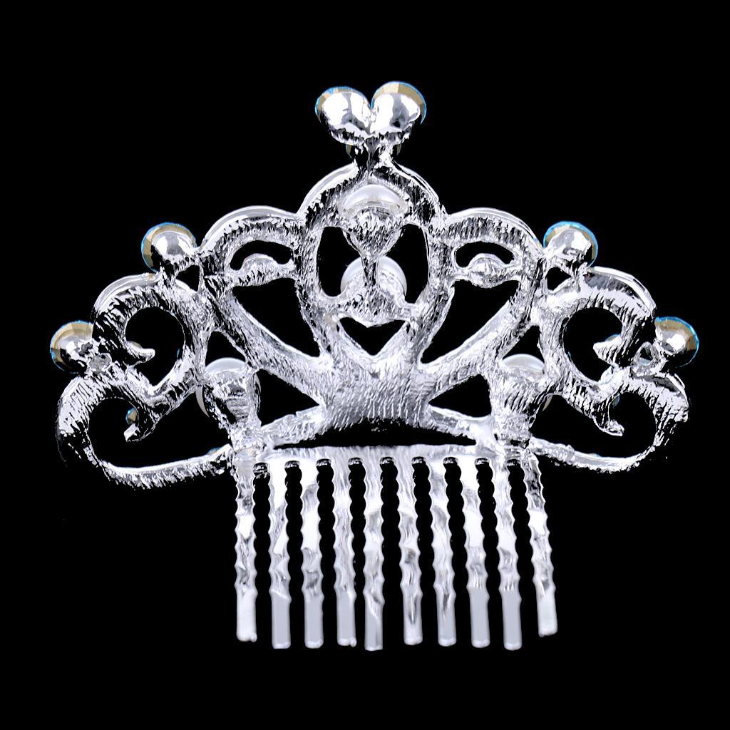Shiny Crystal Pearls Side Crown Tiara Girls Woman Wedding Hair Accessories