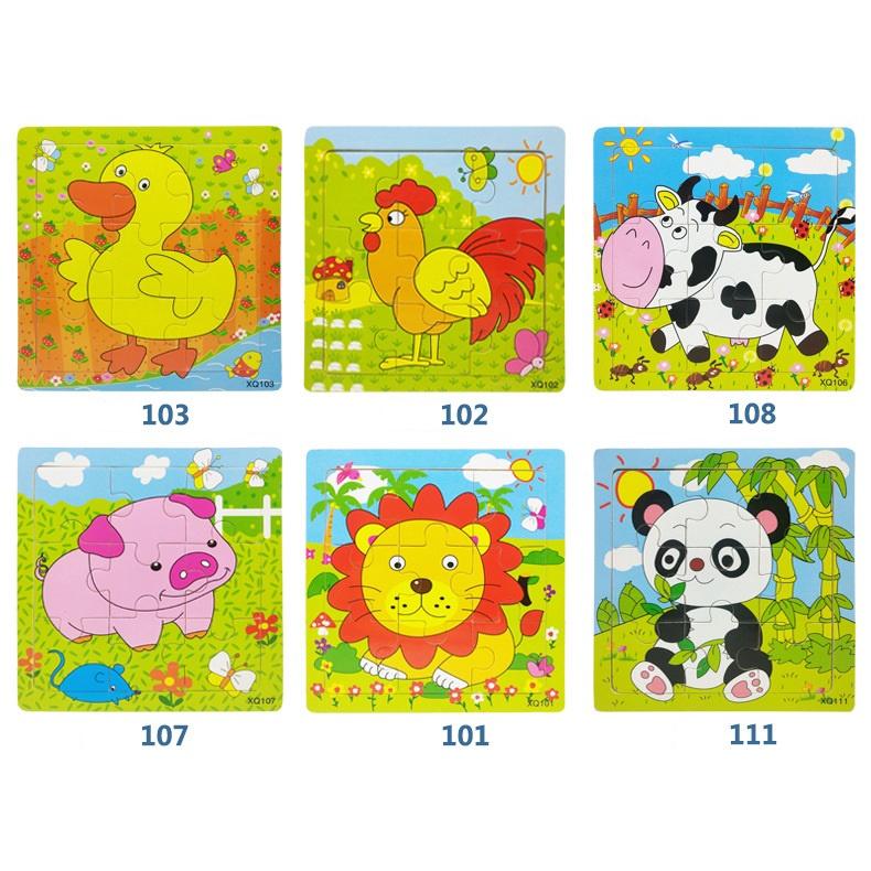 Đồ chơi tranh ghép hình gỗ puzzle 9 mảnh 15*15cm - Bộ ghép hình - Tranh xếp hình