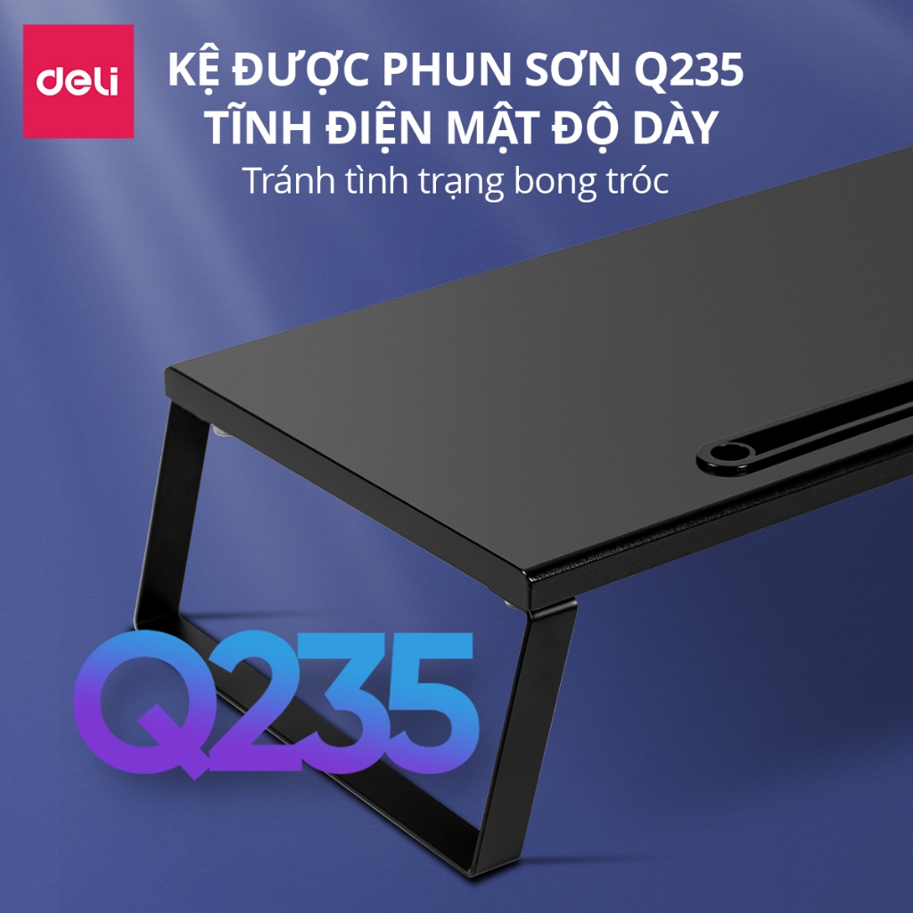 Kệ Để Màn Hình Máy Tính DELI Kệ Nâng Màn Hình Laptop PC Chất Liệu Kim Loại Có Rãnh Để Điện Thoại