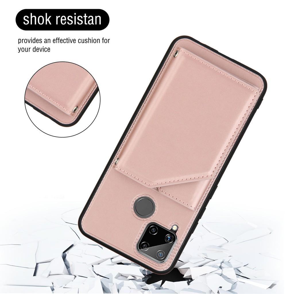 Ốp lưng điện thoại dạng ví da có ngăn đựng thẻ cho OPPO A7 A5S A12 Realme C15 C11 C3 Realme 7 7i 6 6i 5 5s