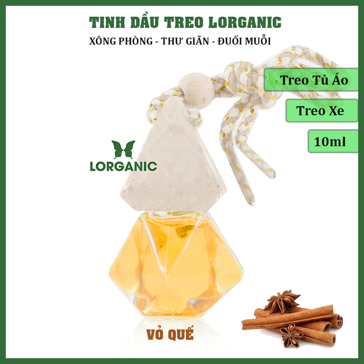 Tinh dầu thiên nhiên treo xe hơi, tủ áo Lorganic, hương thơm thiền tịnh