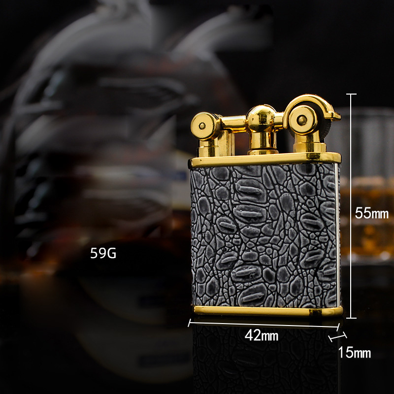 Vỏ Hột Quẹt Bật Lửa Gas Đá DC1809 Bọc Da Vân Cá Sấu Sang Trọng