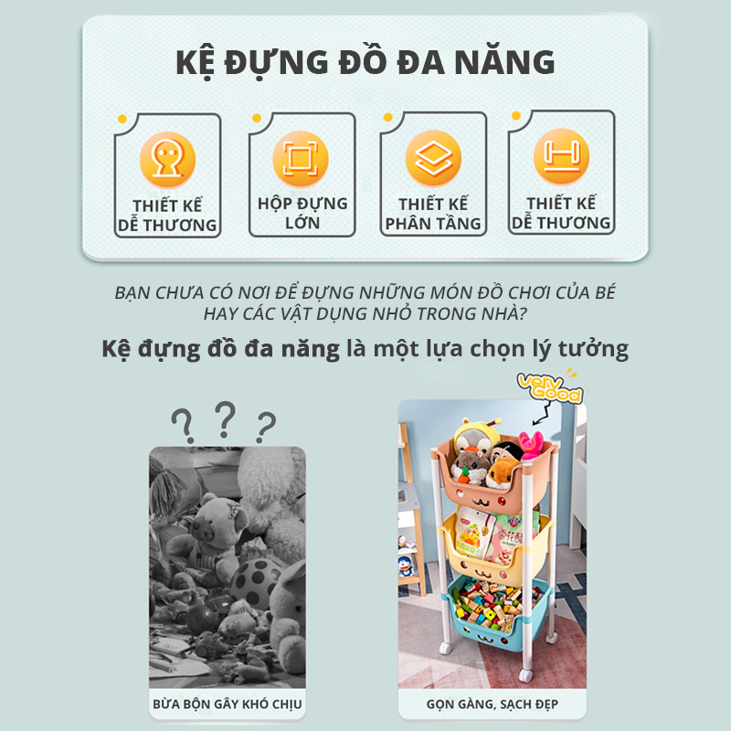 Kệ đựng đồ chơi cho bé Cutis, kệ đựng đồ đa năng bằng nhựa 2 tầng, 3 tầng, 4 tầng