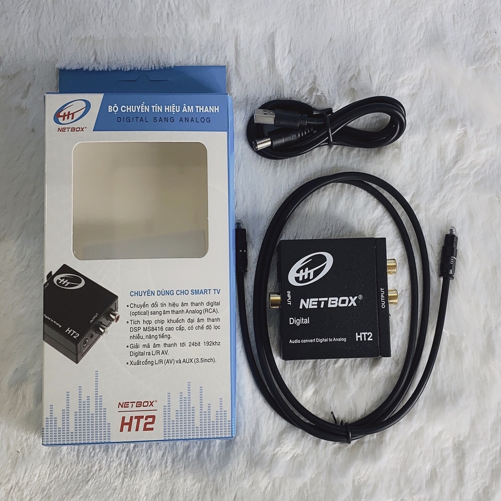Bộ Chuyển Đổi Âm Thanh Digital NETBOX HT2,DÂY 3.5 RA 2 ĐẦU AV 1.8M - Hàng Chính Hãng