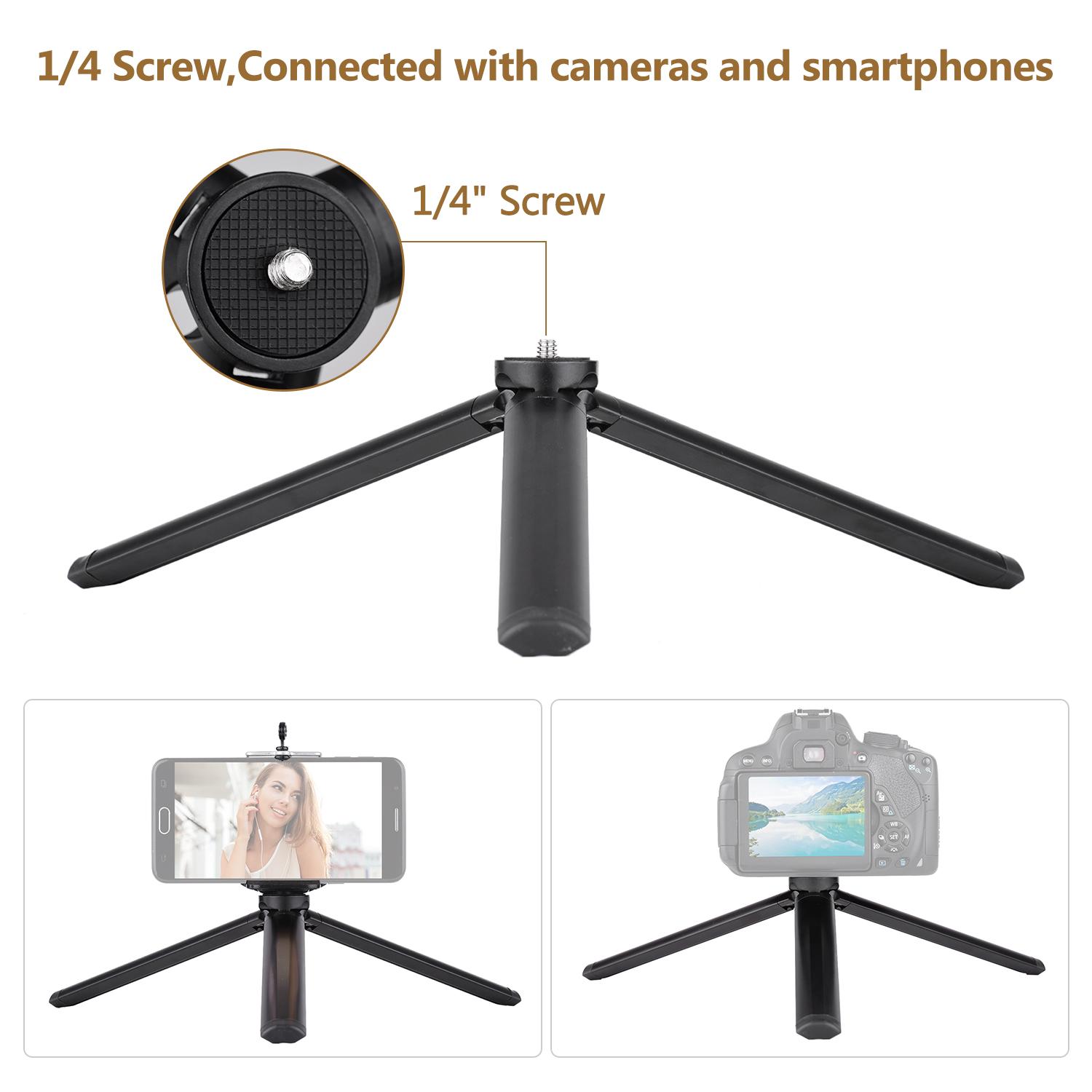 Chân máy gấp gọn để bàn bằng hợp kim nhôm với giá treo vít 1/4 inch cho máy ảnh DSLR Điện thoại thông minh LED Light Max. Tải 3KG