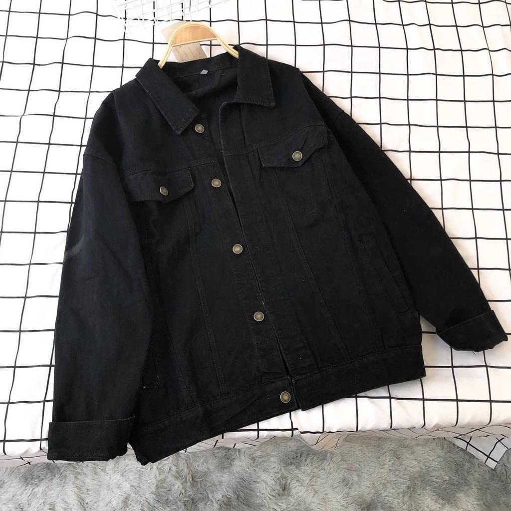 Áo khoác denim nam nữ form rộng MEANSTORE jacket jean cao cấp Rin bò unisex màu đen, xanh bạc, xám khói