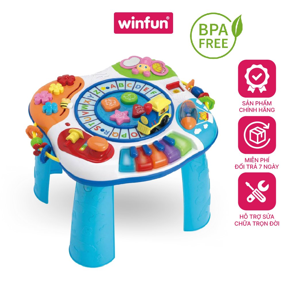 Đồ chơi bàn nhạc đa năng tập đứng cho bé học chữ có nhạc bằng nhựa 0801 hiệu Winfun giúp bé vừa chơi vừa học, phát triển kỹ năng