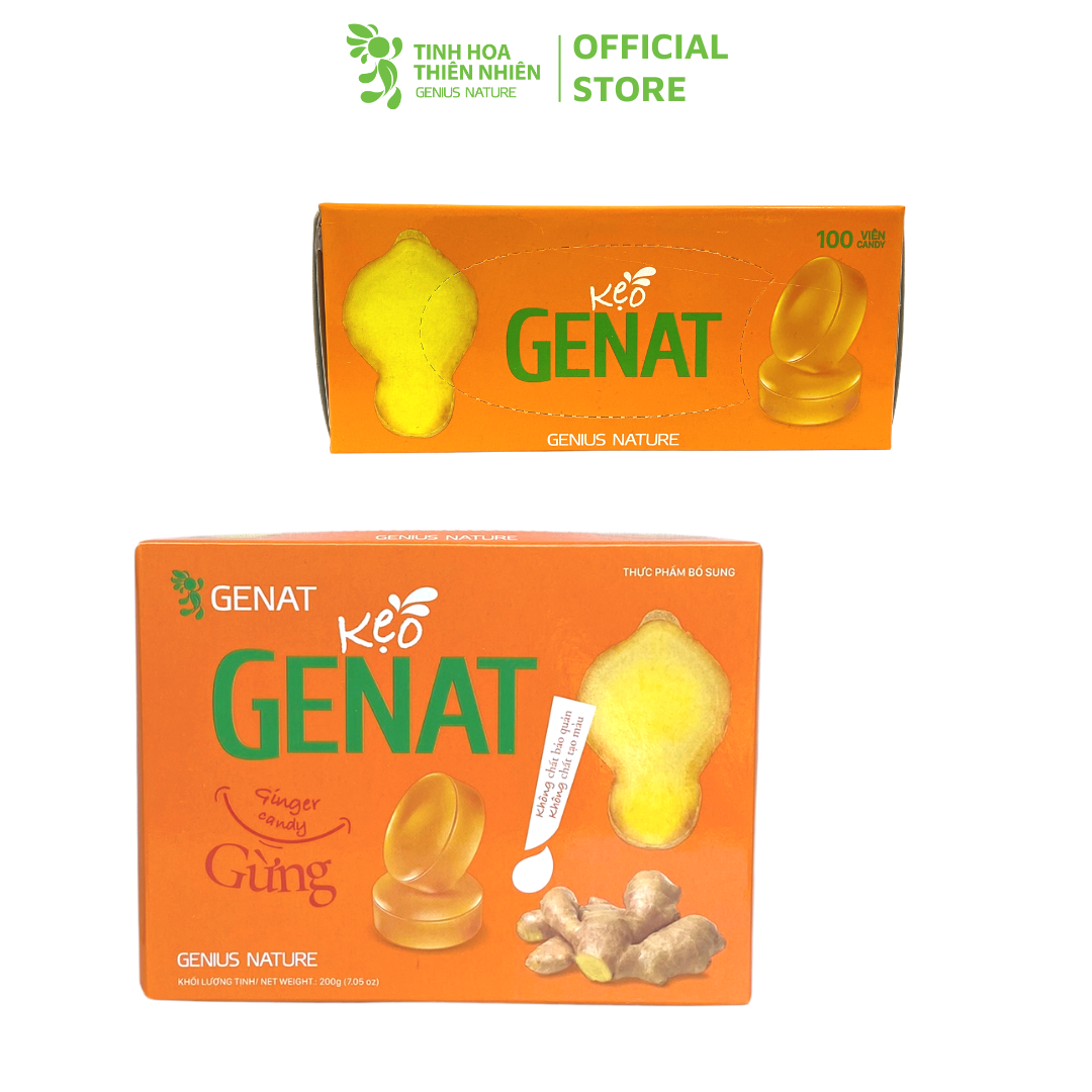 Combo 3 hộp 100 viên - Kẹo thảo mộc Gezcol - Genat Gừng - Genat Chanh sả - Giao 2H HCM