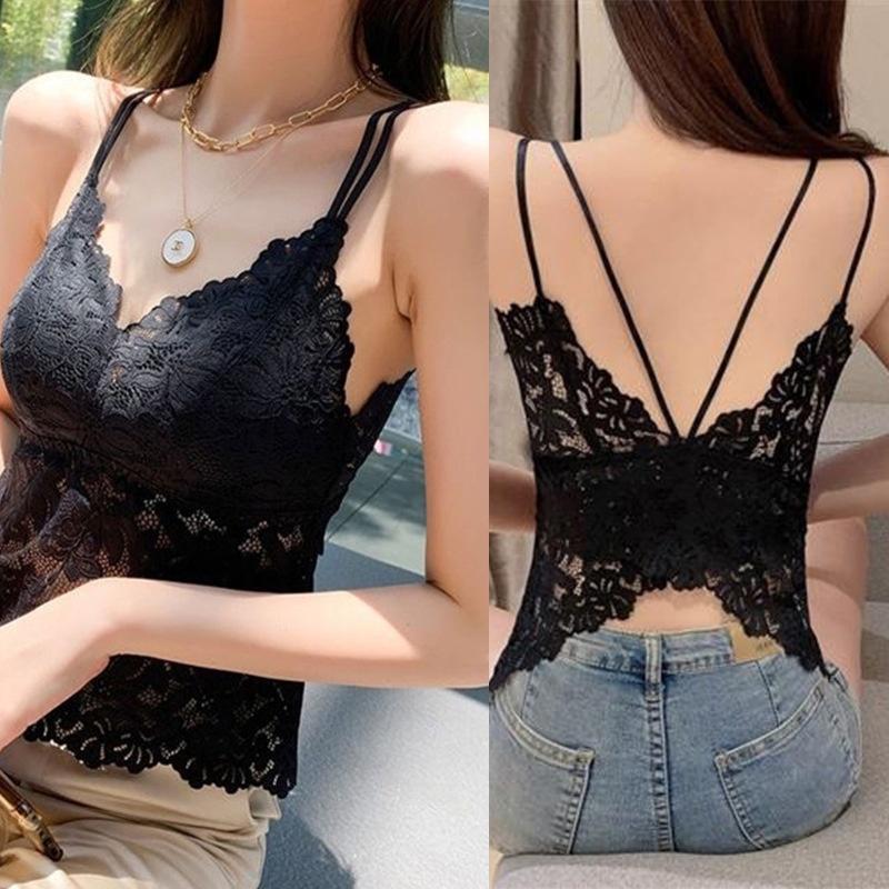 Áo Lót Ren Hai Dây Có Mút Đệm Ngực Lưng Sau Bướm Xinh Gợi Cảm Áo Ren Nữ