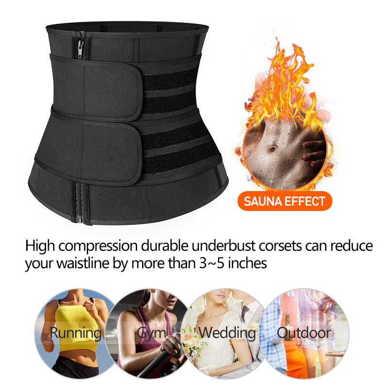 Thép Không Gỉ Boned Eo Áo Huấn Luyện Xông Hơi Mồ Hôi Thể Thao Viền Cintas Modeladora Nữ Giảm Cân Thắt Lưng Uốn Tập Luyện Tông Đơ Cắt Dây