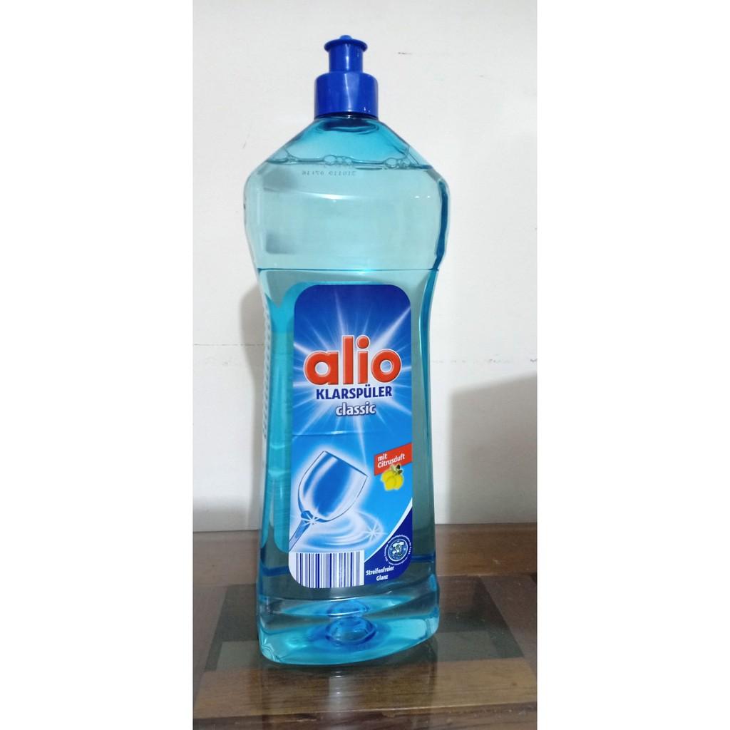 Nước làm bóng Alio hỗ trợ sấy khô hiệu quả 1 lít dùng cho Máy Rửa Bát Chén + Tặng viên Alio dùng thử