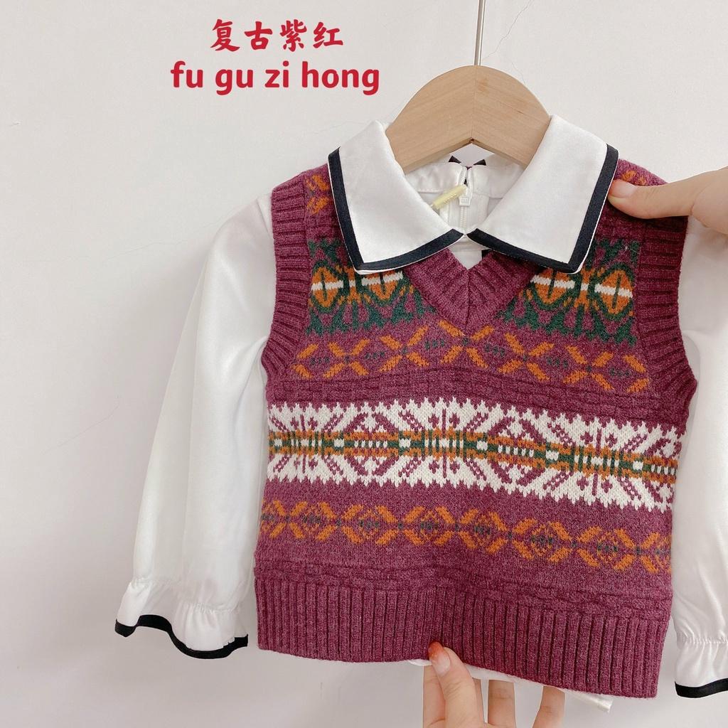 Áo gile len trẻ em chất len dày dặn mềm mịn không bai xù phong cách Hàn Quốc cực xinh (hàng Quảng Châu