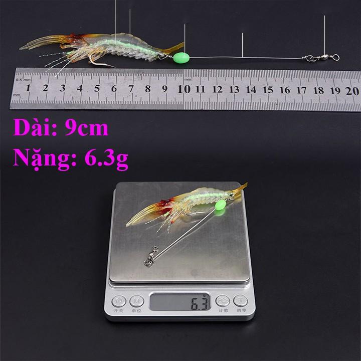 Mồi câu cá giả hình con tôm dạ quang 90mm tiện lợi MG-16