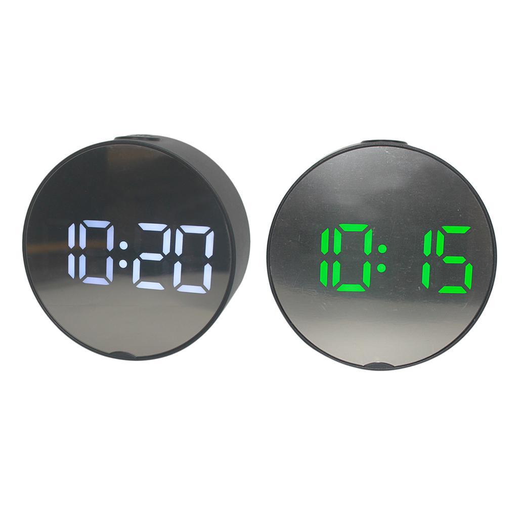 2pcs LED Alarm Clock Large Display Bedside Mirror Clock for Bedroom Elder