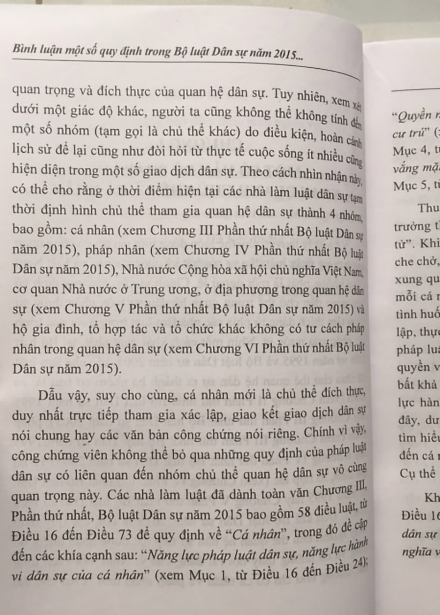 Bình luận một số quy định trong Bộ luật dân sự 2015 có liên quan trực tiếp đến hoạt động công chứng