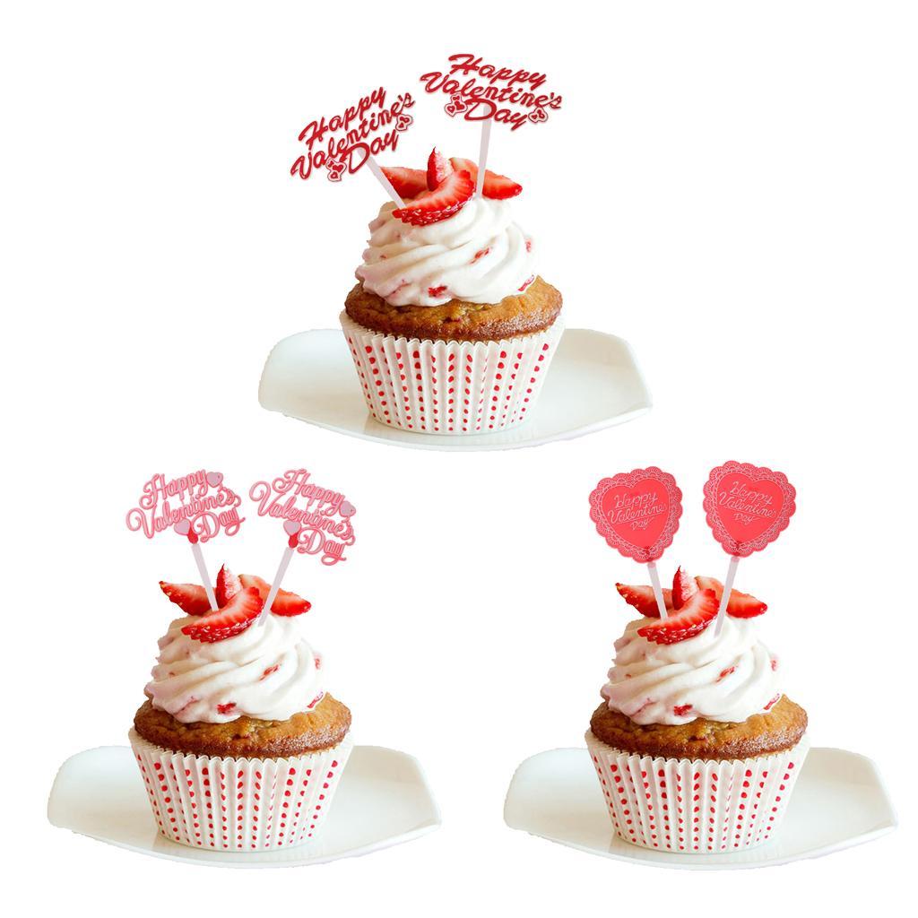 12pcs Happy Valentine's Day Cupcake Topper Cake Picks Party Cake Decorations